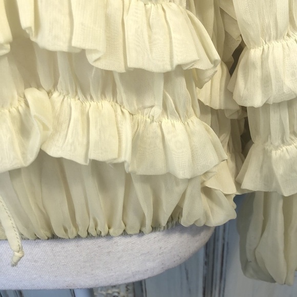 CIEL USA Soft Sheer Yellow  Multi Ruffle Poets Style Romantic Long SleeveTop S/S - Picture 5 of 13